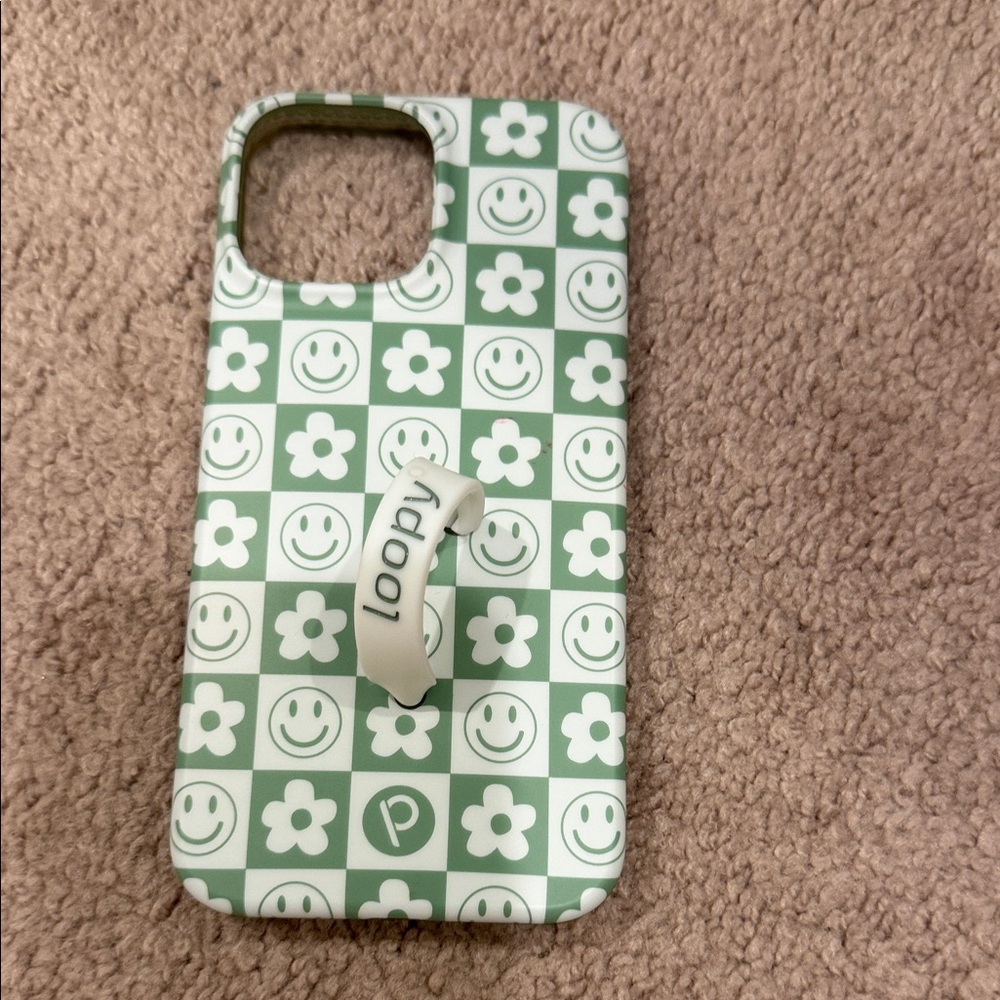 Loopy Case Floral and Smiley Green Phone Cover